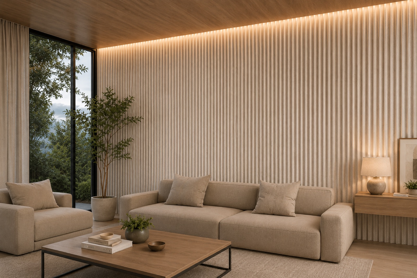 Interior cálido con revestimiento Tubo Invertido Beige Interior cálido con revestimiento Tubo Invertido Beige